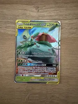 Pokemon TCG Celebi & Venusaur GX Holo Ultra Rare Card Team Up 1/181 NM Condition - Image 1