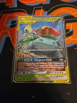 Pokemon TCG Celebi & Venusaur GX 1/181 Sun & Moon Team Up Tag Team Ultra Rare - Image 1