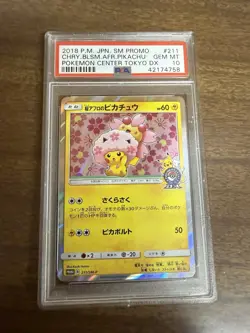 PSA 10 Cherry Blossom Afro Pikachu Pokemon Card Japanese 211/SM-P 2018 Promo - Image 1
