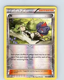 Pokemon TCG N XY Fates Collide 105/124 Reverse Holo Uncommon Card Played HP-MP - Image 1