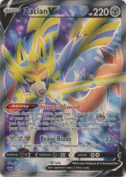 Zacian V (Full Art) 195/202 Ultra Rare Sword & Shield Base Set Pokemon TCG - Image 1