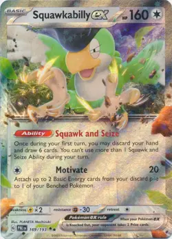 Squawkabilly ex 169/193 Double Rare Paldea Evolved Pokemon TCG - Image 1