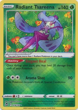 Radiant Tsareena - 016/195 Ultra Rare Silver Tempest NM Pokemon TCG - Image 1