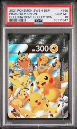 2021 Pokemon SWSH Black Star Promo Pikachu V-Union Celebrations #140 PSA 10 - Image 1