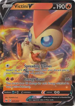Victini V - 025/202 Ultra Rare Sword & Shield Base Set NM Pokemon TCG - Image 1