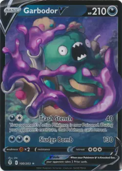 Garbodor V - 100/203 Ultra Rare Evolving Skies NM Pokemon TCG - Image 1