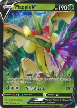 Flapple V - 018/163 Ultra Rare Battle Styles NM Pokemon TCG - Image 1