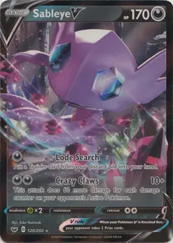 Sableye V - 120/202 Ultra Rare Sword & Shield Base Set NM Pokemon TCG - Image 1