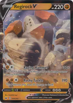 Regirock V - 104/202 Ultra Rare Sword & Shield Base Set NM Pokemon TCG - Image 1