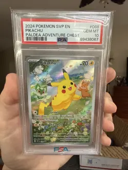 2024 Pokemon Black Star Promo Pikachu #088 Paldea Adventure Chest PSA 10 - Image 1