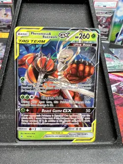 Pokemon TCG Pheromosa & Buzzwole GX Holo Card 1/214 Sm-Unbroken Bonds - Image 1