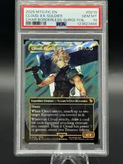 Magic MTG Final Fantasy Cloud Ex-SOLDIER Borderless Surge Foil Card 2025 PSA 10 - Image 1