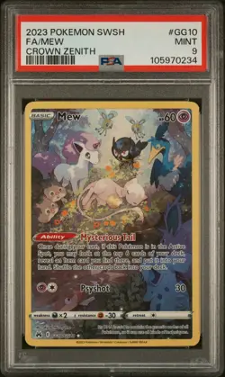 2023 POKEMON SWORD & SHIELD CROWN ZENITH #GG10 FULL ART/MEW PSA 9 - Image 1