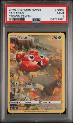2023 POKEMON SWORD & SHIELD CROWN ZENITH #GG32 FULL ART/PARAS PSA 9 - Image 1