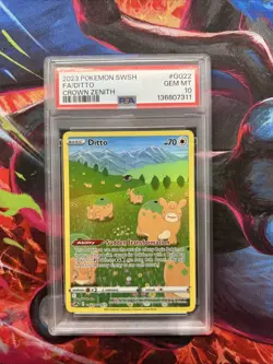 2023 POKEMON SWORD & SHIELD CROWN ZENITH #GG22 FULL ART/DITTO PSA 10 - Image 1