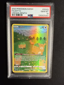 2023 POKEMON SWORD & SHIELD CROWN ZENITH #GG22 FULL ART/DITTO PSA 10 - Image 1