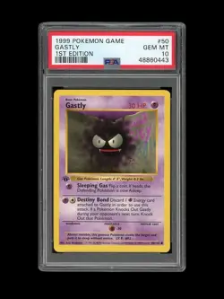 Pokemon PSA 10 GEM MINT Gastly 1st Edition Base Set Shadowless 1999 Card 50/102 - Image 1