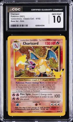 2021 CELEBRATIONS- CLASSIC COLL BASE SET- HOLO #4/102 CHARIZARD CGC 10 GEM MINT - Image 1