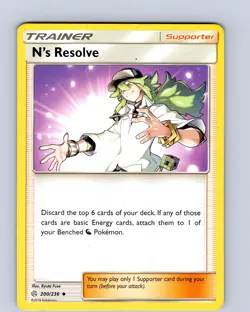 Pokemon TCG N's Resolve S&M Cosmic Eclipse 200/236 Uncommon Card Played LP - Image 1