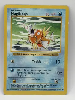 Pokemon TCG Magikarp Card 35/102 Shadowless WOTC Base Set 1999 - Image 1