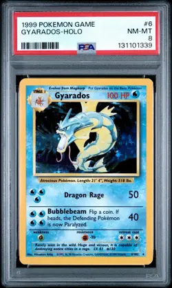 PSA 8 Gyarados 6/102 Pokemon Base Set Holo Graded Pokemon Card 1999 WOTC - Image 1