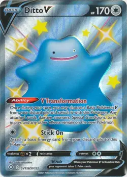 Ditto V SV118/SV122 Shiny Holo Rare Shining FateS Pokemon TCG - Image 1