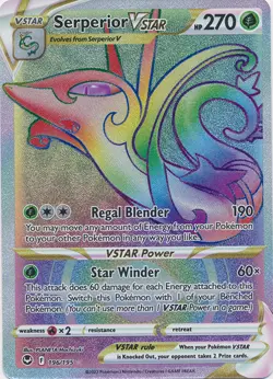 Serperior VSTAR (Hyper Rare) - 196/195 Secret Rare Silver Tempest NM Pokemon TCG - Image 1