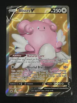 Blissey V 182/198 Pokemon Chilling Reign Ultra Rare Full Art Holo Damage - Image 1