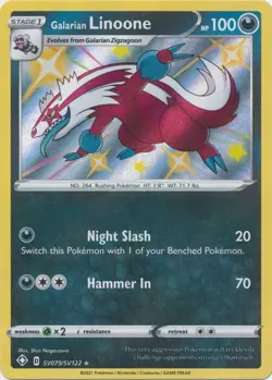 Galarian Linoone SV079/SV122 Shiny Holo Rare Shining Fates Pokemon TCG - Image 1
