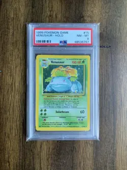 Venusaur Holo 15/102, Pokemon Base Set Unlimited PSA 8 - Image 1