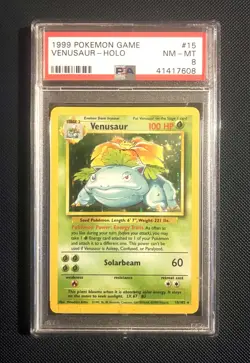 1999 Pokemon Game Venusaur 15/102 Holo PSA 8 Unlimited - Image 1