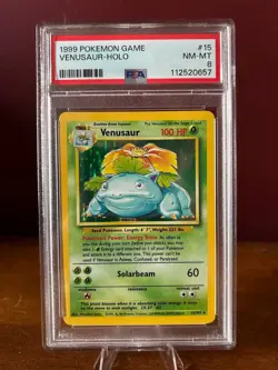 1999 POKEMON GAME VENUSAUR #15/102 BASE SET UNLIMITED - HOLO RARE NM-MT PSA 8 - Image 1