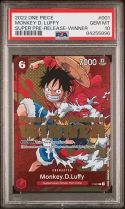Monkey D. Luffy One Piece 2022 Super Pre-Release WINNER Promo English 001 PSA 10 - Image 1