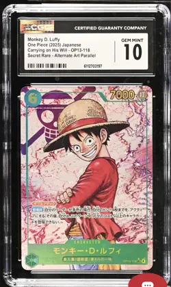 Monkey D. Luffy Op13-118 Secret Rare Alernate Art Parallel CGC 10 Gem Mint - Image 1