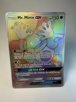 Pokemon Mr. Mime GX Full Art 173/168 Rainbow Rare Celestial Storm (damaged) ￼ - Image 1