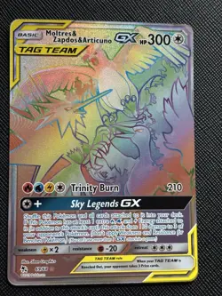 Pokemon Cards - Hidden Fates Moltres & Zapdos & Articuno GX Tag Rainbow 69/68 NM - Image 1