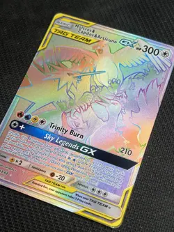 2019 Moltres Zapdos Articuno GX 69/68 Hidden Fates Rainbow Secret Rare NM-Mint - Image 1