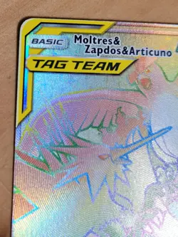Pokemon Moltres Zapdos & Articuno GX 69/68 Hidden Fates Tag Team rainbow holo NM - Image 3