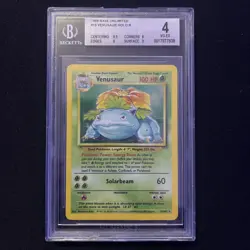 1999 Pokemon Venusaur 015/102 Base Set Holo Unlimited BGS 4 Crease Present - Image 1