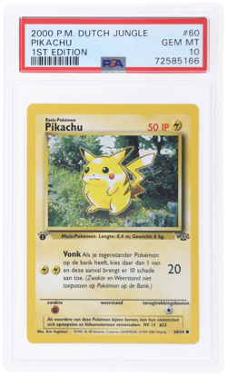2000 Pokemon Jungle Dutch Pikachu 1st Edition #60 PSA 10 - Image 1