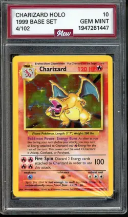 Pokemon TCG Card - Base Set 1999 Charizard Holo 4/102 - Graded 10 MEW - Image 1