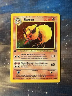 1999 POKEMON FLAREON 1ST EDITION JUNGLE HOLO RARE 3/64 NM - Image 1