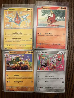 Pokemon Fuecoco Rotom Vibrava Klefki Surging Sparks Error Miscut Alignment Dots - Image 1