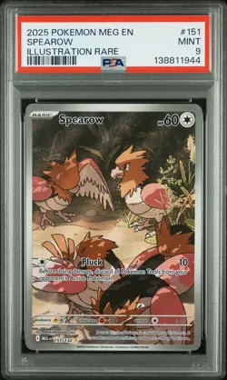 2025 POKEMON MEG EN-MEGA EVOLUTION ILLUSTRATION RARE #151 SPEAROW PSA 9 - Image 1