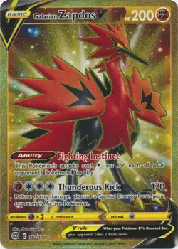 Galarian Zapdos V (Secret Rare) - 182/172 Brilliant Stars NM Pokemon TCG - Image 1