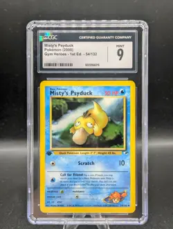 2000 CGC 9 MINT Misty's Psyduck Gym Heroes 1st Edition 54/132 Pokemon💧💧💧 - Image 1