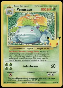 (NM) Pokemon TCG Venusaur Holo Rare Card 15/102 Celebrations 25th Anniversary - Image 1