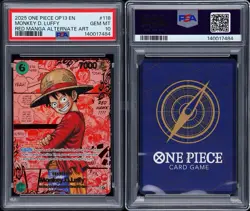 2025 ONE PIECE OP-13 MONKEY D LUFFY ENGLISH RED MANGA ALT ART PSA 10 AL2 - Image 3
