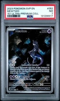 2023 POKEMON SVP EN-SV BLACK STAR PROMO 151 ULTRA-PREM COLL #052 MEWTWO PSA 7 - Image 1