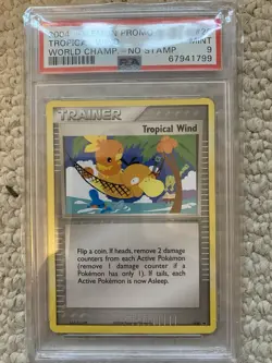 2004 POKEMON WORLD CHAMPIONSHIPS PROMO 26 TROPICAL WIND NO STAMP PSA 9 - Image 1